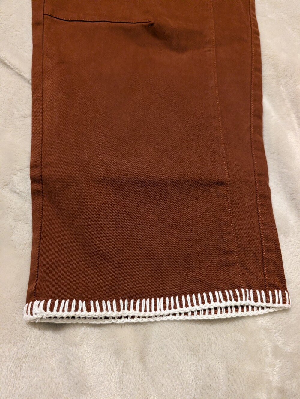Flamingals Contrast Stitch Mid Rise Barrel Leg Pants NWT Large - Picture 7 of 10
